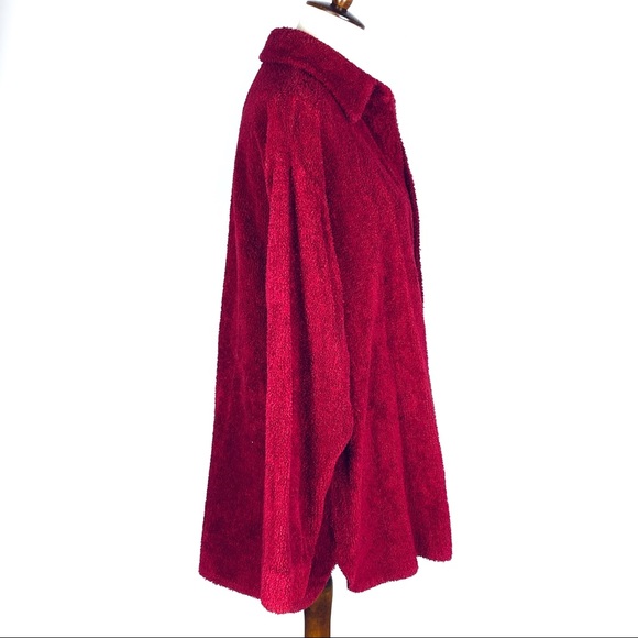 Vintage Monterey Bay Cherry Red Teddy Style Cotton Oversized Jacket Size 8 - Picture 6 of 8